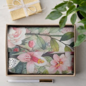 Roze bloemen groene bladeren tissuepapier (Geschenk)