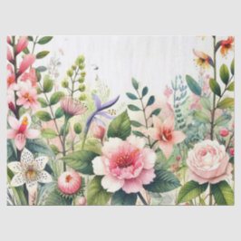 Roze Bloemen Groene Bladeren Tissuepapier