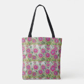 Roze bloemen groene bladeren tote bag (Achterkant)