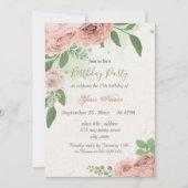 roze bloemen groene bladeren verjaardag kaart (Voorkant)