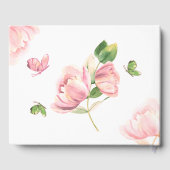 roze bloemen groene bladeren vlinders gastenboek (Achterkant)