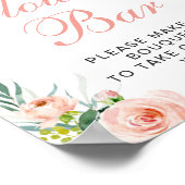 Roze Bloemen Groene Bloemstuk Bar Bord Poster (Hoek)