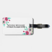 Roze bloemen Groene Leafs Bouquet Design Bagagelabel (Achterkant horizontaal)