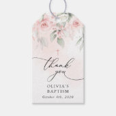 Roze Bloemen, Groene Tinten, Boho, Bloemendochterd Cadeaulabel (Voorkant)