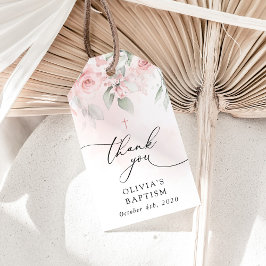 Roze Bloemen, Groene Tinten, Boho, Bloemendochterd Cadeaulabel