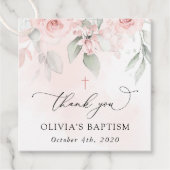 Roze Bloemen, Groene Tinten, Boho, Bloemendoop Bedankjes Labels (Voorkant)