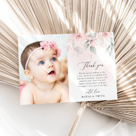 Roze Bloemen, Groene Tinten, Boho, Bloemendoop Bedankkaart