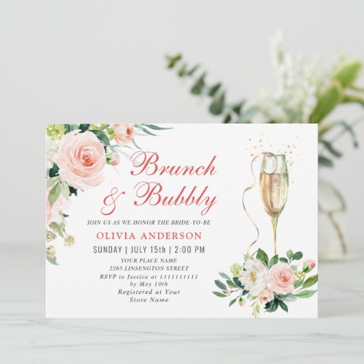 Roze Bloemen Groene Tuintjes Bloemige Brunch & Mou Kaart (Staand voorkant)