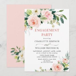 Roze Bloemen Groene VERLOVING PARTY Kaart
