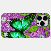 Roze bloemen groene vlinder | Gepersonaliseerde na Case-Mate iPhone Case (Achterkant (horizontaal))