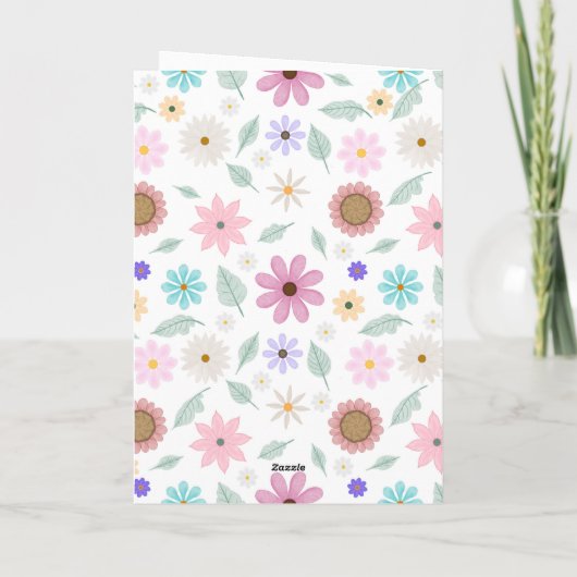 roze bloemen Groovy Retro Design Bedankkaart (Achterkant)