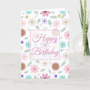 roze bloemen Groovy Retro Design Bedankkaart