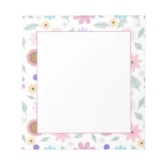 roze bloemen Groovy Retro Design Notitieblok (Voorkant)