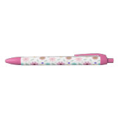 roze bloemen Groovy Retro Design Zwarte Inkt Pen (Bovenkant)