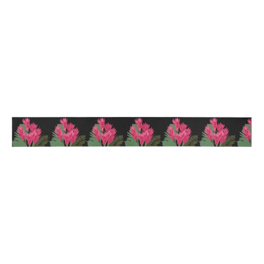 Roze bloemen grosgrain lint (Voorkant)