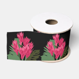 Roze bloemen grosgrain lint