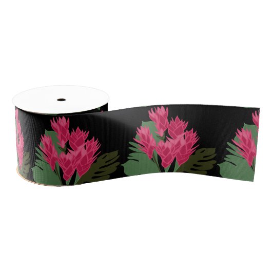 Roze bloemen grosgrain lint (Spoel)