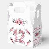 Roze bloemen Grote 12e verjaardag Girl Green Folia Bedankdoosjes (Geopend)