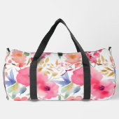 Roze Bloemen Grote Duffel Bag Plunjezak (Achterkant)
