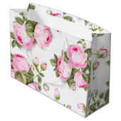 Roze Bloemen Grote Gift Bag Groot Cadeauzakje (Achterkant Gekanteld)