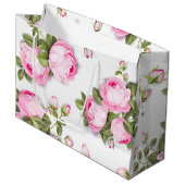 Roze Bloemen Grote Gift Bag Groot Cadeauzakje (Voorkant Gekanteld)