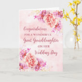 Roze Bloemen Grote kleindochter bruiloft Kaart (Gele Bloem)