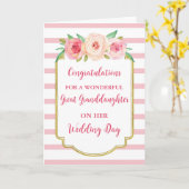 Roze Bloemen Grote kleindochter bruiloft Kaart (Gele Bloem)