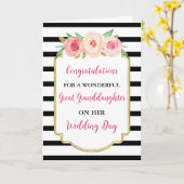 Roze Bloemen Grote kleindochter bruiloft Kaart (Gele Bloem)