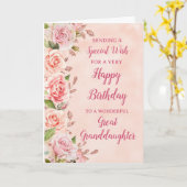 Roze Bloemen Grote Kleindochter Verjaardag Kaart (Gele Bloem)