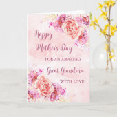 Roze Bloemen Grote Oma Happy Moederdag Kaart (Gele Bloem)