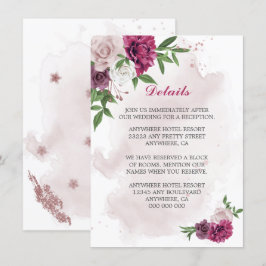 roze bloemen grove details informatiekaartje