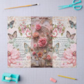 Roze  Bloemen Grunge Decoupage Tissuepapier (Craft)