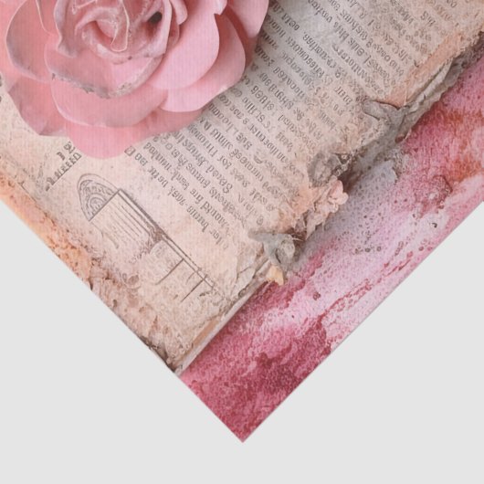 Roze Bloemen Grunge Decoupage Tissuepapier (Detail)