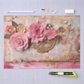 Roze  Bloemen Grunge Decoupage Tissuepapier (Craft)