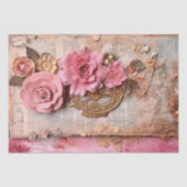 Roze Bloemen Grunge Decoupage Tissuepapier (Voorkant)