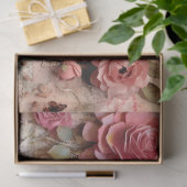 Roze Bloemen Grunge Decoupage Tissuepapier (Geschenk)