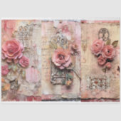 Roze Bloemen Grunge Decoupage Tissuepapier (Voorkant)