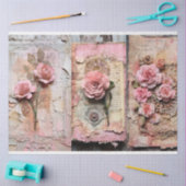 Roze  Bloemen Grunge Decoupage Tissuepapier (Craft)
