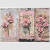 Roze  Bloemen Grunge Decoupage Tissuepapier (Voorkant)