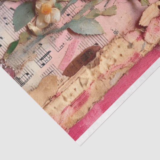 Roze  Bloemen Grunge Decoupage Tissuepapier (Detail)