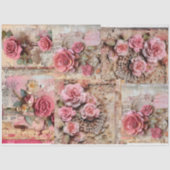 Roze  Bloemen Grunge Decoupage Tissuepapier (Voorkant)