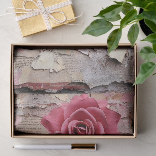 Roze Bloemen Grunge Decoupage Tissuepapier (Geschenk)