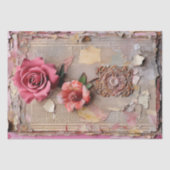 Roze Bloemen Grunge Decoupage Tissuepapier (Voorkant)