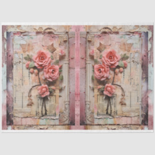 Roze  Bloemen Grunge Decoupage Tissuepapier