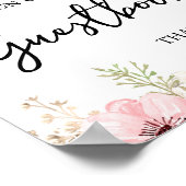 Roze Bloemen Guestbook Baby shower Sign Poster (Hoek)