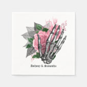 Roze Bloemen Halloween Gotisch Servet (Voorkant)