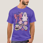 Roze Bloemen Halloween Mashup T-shirt (Voorkant)