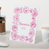 Roze Bloemen Hand getrokken gunsten teken Reclamebord Met Voetstuk (Insitu)