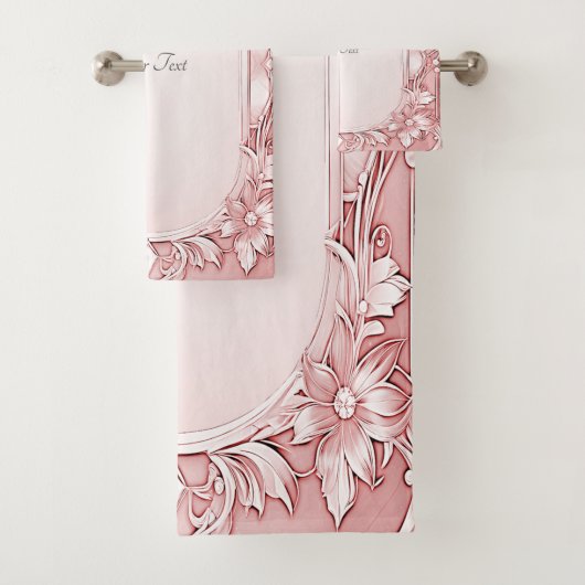 Roze Bloemen Handdoek Set (Insitu)
