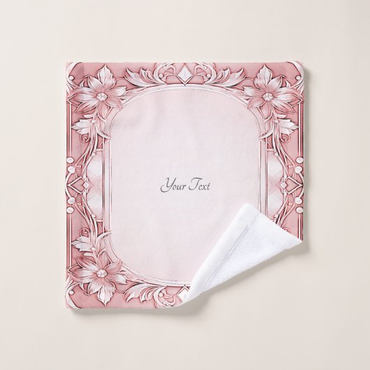 Roze Bloemen Handdoek Set (Wasdoekje)